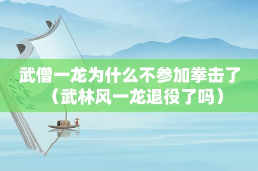 武僧一龙为什么不参加拳击了（武林风一龙退役了吗）
