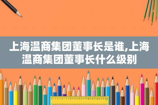 上海温商集团董事长是谁,上海温商集团董事长什么级别