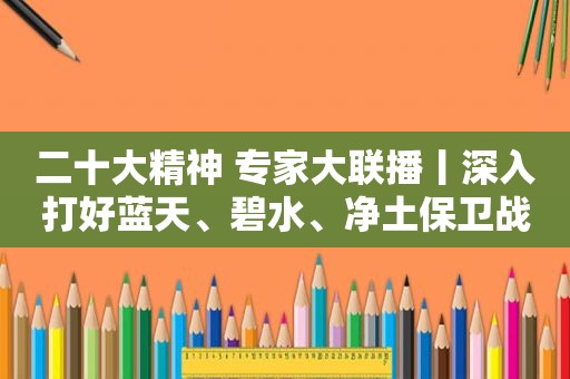 二十大精神 专家大联播丨深入打好蓝天、碧水、净土保卫战