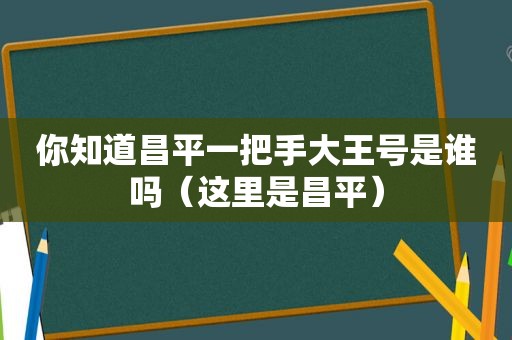 你知道昌平一把手大王号是谁吗（这里是昌平）