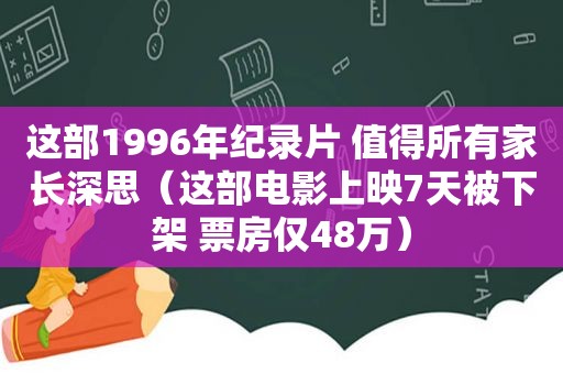 这部1996年纪录片 值得所有家长深思（这部电影上映7天被下架 票房仅48万）