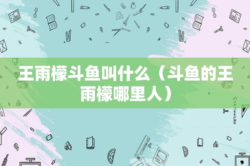 王雨檬斗鱼叫什么（斗鱼的王雨檬哪里人）