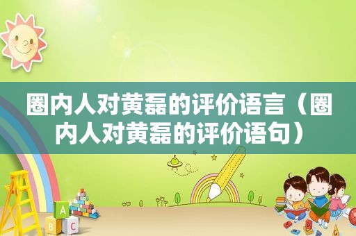 圈内人对黄磊的评价语言（圈内人对黄磊的评价语句）