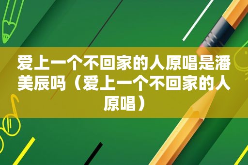 爱上一个不回家的人原唱是潘美辰吗（爱上一个不回家的人原唱）