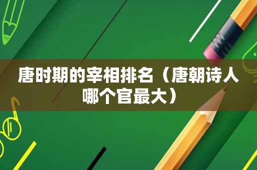 唐时期的宰相排名（唐朝诗人哪个官最大）