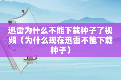 迅雷为什么不能下载种子了视频（为什么现在迅雷不能下载种子）