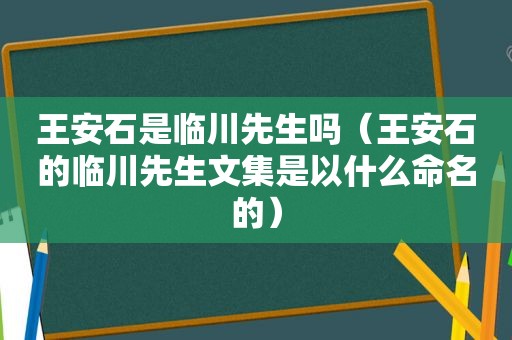 王安石是临川先生吗（王安石的临川先生文集是以什么命名的）