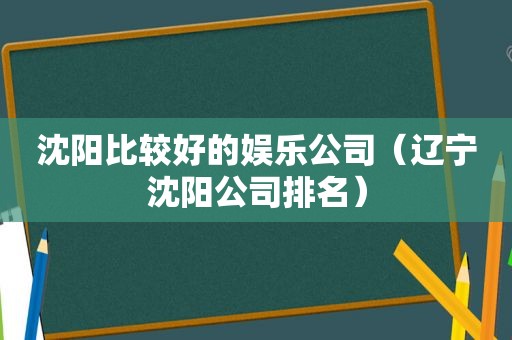沈阳比较好的娱乐公司（辽宁沈阳公司排名）