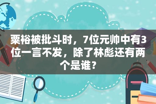 粟裕被批斗时，7位元帅中有3位一言不发，除了林彪还有两个是谁？