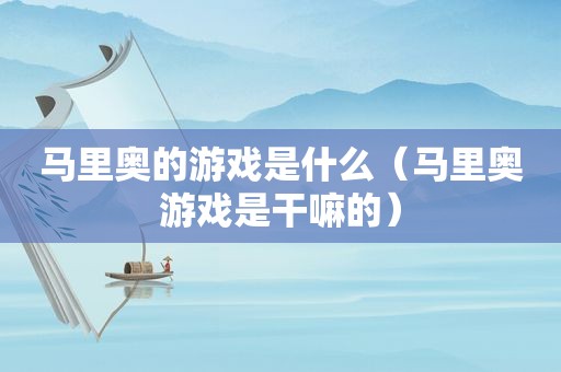 马里奥的游戏是什么（马里奥游戏是干嘛的）