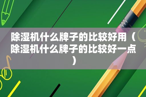 除湿机什么牌子的比较好用（除湿机什么牌子的比较好一点）
