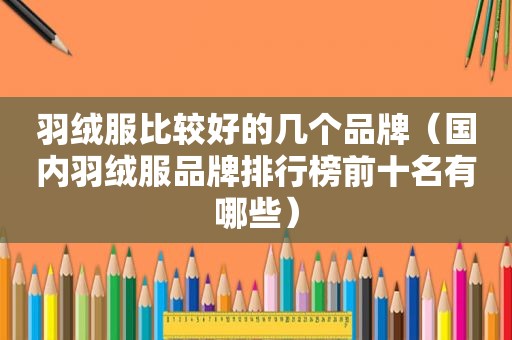 羽绒服比较好的几个品牌（国内羽绒服品牌排行榜前十名有哪些）