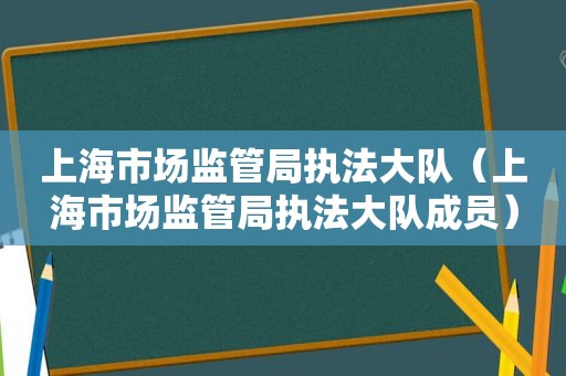 上海市场监管局执法大队（上海市场监管局执法大队成员）
