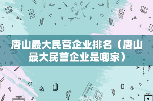 唐山最大民营企业排名（唐山最大民营企业是哪家）