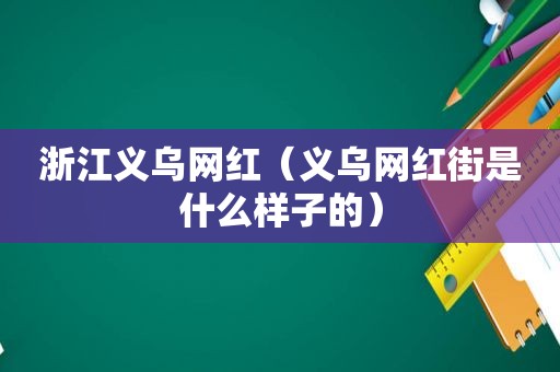 浙江义乌网红（义乌网红街是什么样子的）