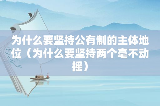 为什么要坚持公有制的主体地位（为什么要坚持两个毫不动摇）