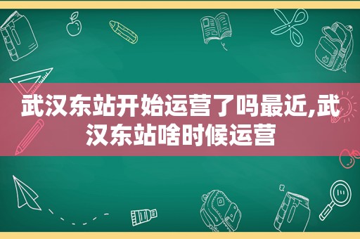 武汉东站开始运营了吗最近,武汉东站啥时候运营