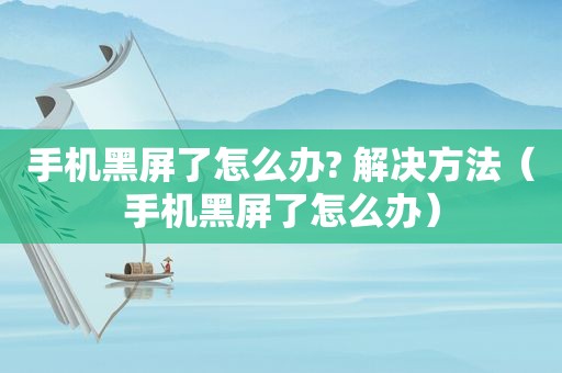 手机黑屏了怎么办? 解决方法（手机黑屏了怎么办）