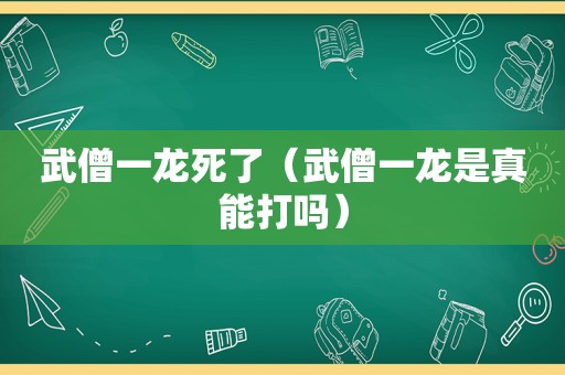 武僧一龙死了（武僧一龙是真能打吗）