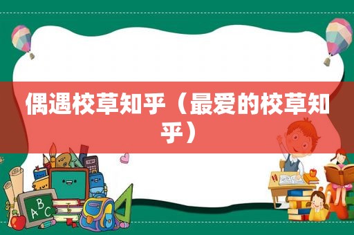 偶遇校草知乎（最爱的校草知乎）