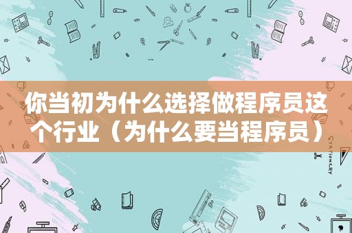 你当初为什么选择做程序员这个行业（为什么要当程序员）