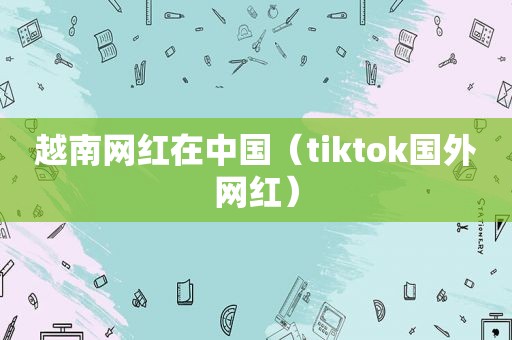 越南网红在中国（tiktok国外网红）