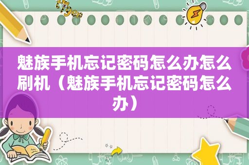 魅族手机忘记密码怎么办怎么刷机（魅族手机忘记密码怎么办）