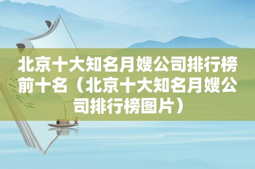 北京十大知名月嫂公司排行榜前十名（北京十大知名月嫂公司排行榜图片）