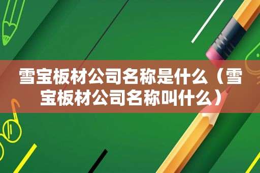 雪宝板材公司名称是什么（雪宝板材公司名称叫什么）