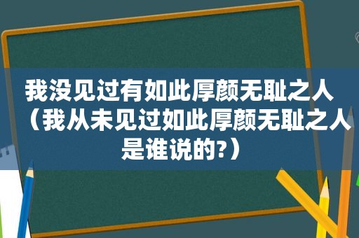 我没见过有如此厚颜 *** 之人（我从未见过如此厚颜 *** 之人是谁说的?）