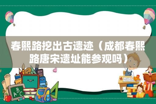 春熙路挖出古遗迹（成都春熙路唐宋遗址能参观吗）