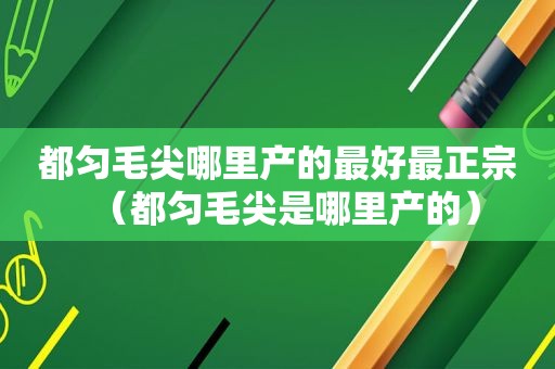 都匀毛尖哪里产的最好最正宗（都匀毛尖是哪里产的）