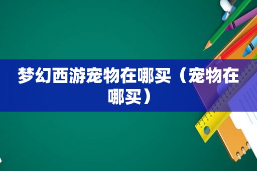 梦幻西游宠物在哪买（宠物在哪买）