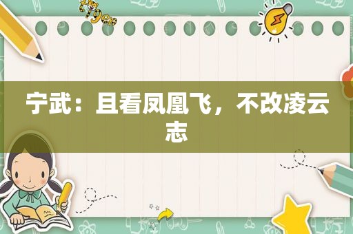 宁武：且看凤凰飞，不改凌云志