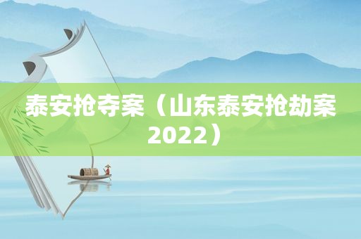 泰安抢夺案（山东泰安抢劫案 2022）