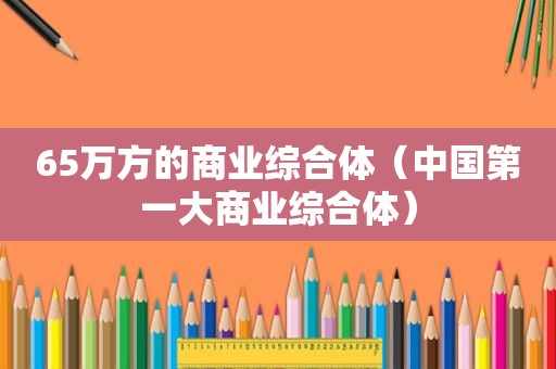 65万方的商业综合体（中国第一大商业综合体）