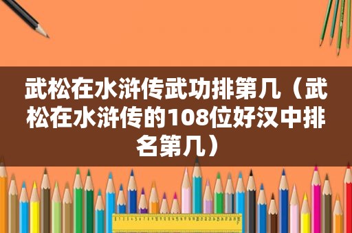 武松在水浒传武功排第几（武松在水浒传的108位好汉中排名第几）