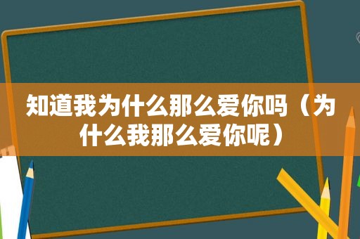 知道我为什么那么爱你吗（为什么我那么爱你呢）