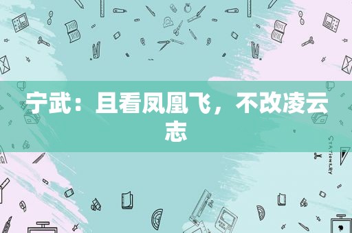 宁武：且看凤凰飞，不改凌云志