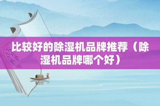 比较好的除湿机品牌推荐（除湿机品牌哪个好）