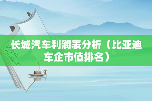 长城汽车利润表分析（比亚迪车企市值排名）