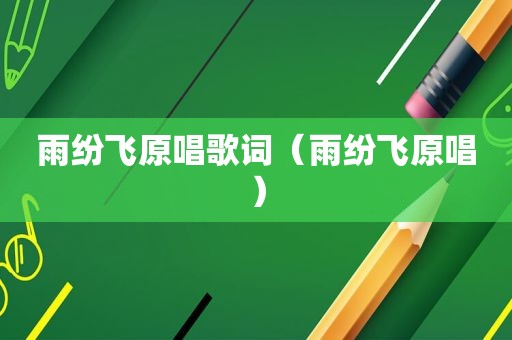 雨纷飞原唱歌词（雨纷飞原唱）