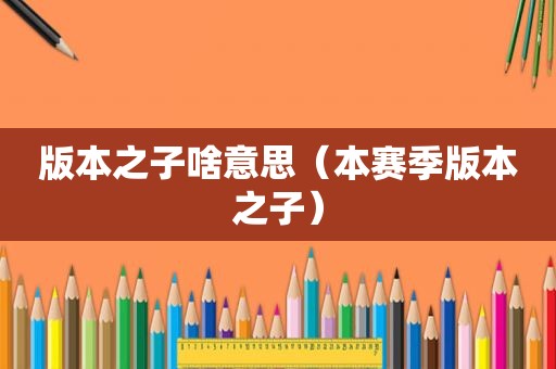版本之子啥意思（本赛季版本之子）