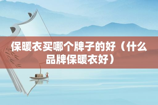 保暖衣买哪个牌子的好（什么品牌保暖衣好）