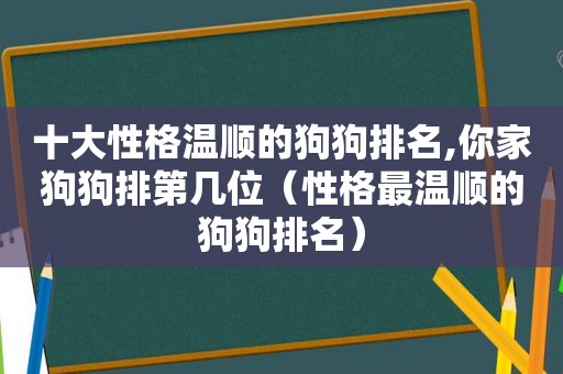 十大性格温顺的狗狗排名,你家狗狗排第几位（性格最温顺的狗狗排名）
