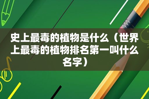 史上最毒的植物是什么（世界上最毒的植物排名第一叫什么名字）