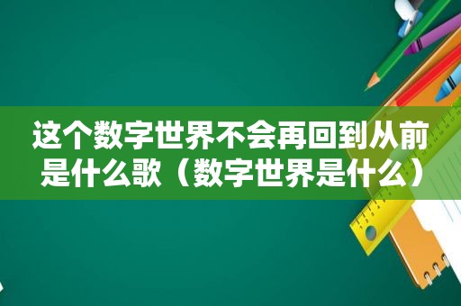 这个数字世界不会再回到从前是什么歌（数字世界是什么）
