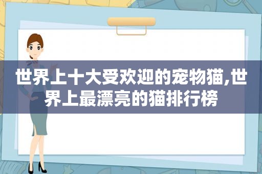 世界上十大受欢迎的宠物猫,世界上最漂亮的猫排行榜