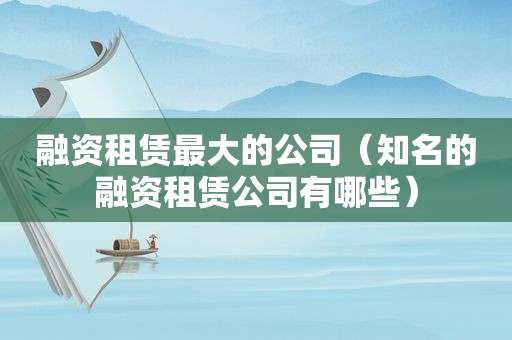 融资租赁最大的公司（知名的融资租赁公司有哪些）
