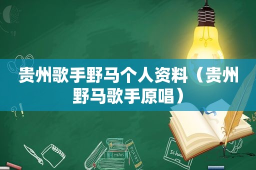 贵州歌手野马个人资料（贵州野马歌手原唱）